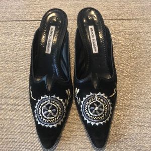 Manolo Blahnik stitch detail slides